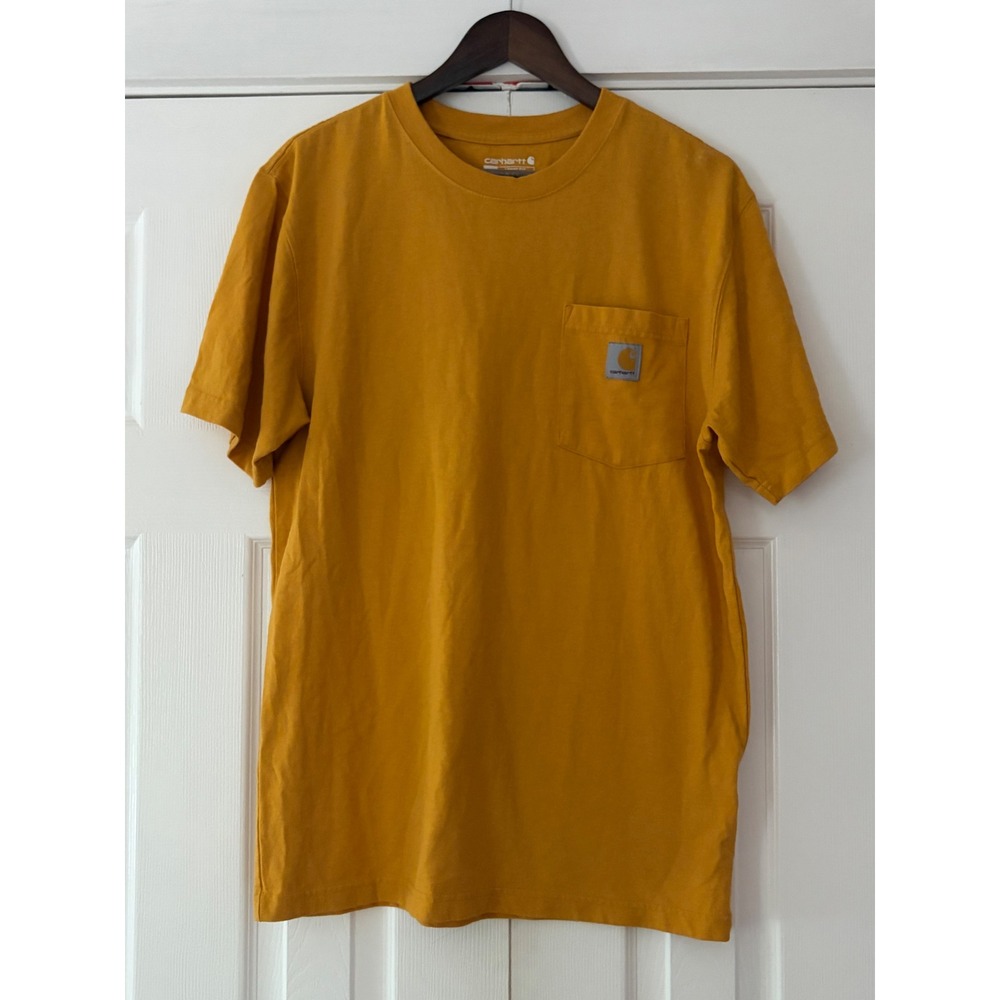Carhartt Mens Loose Fit Heavyweight Pocket T-Shirt Mustard Yellow Ochreβ Small